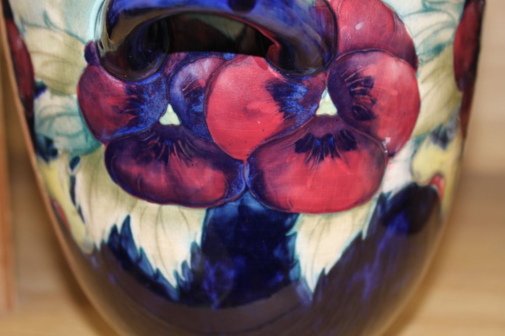 A William Moorcroft Pansy jardiniere, c.1915, H. 18.5cm